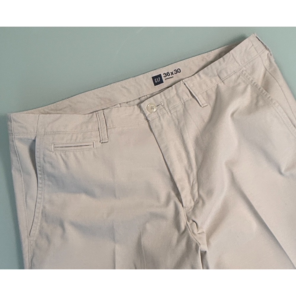 GAP Slub Chino Pants Mens 36x30 Khaki Straight Fit Preppy
